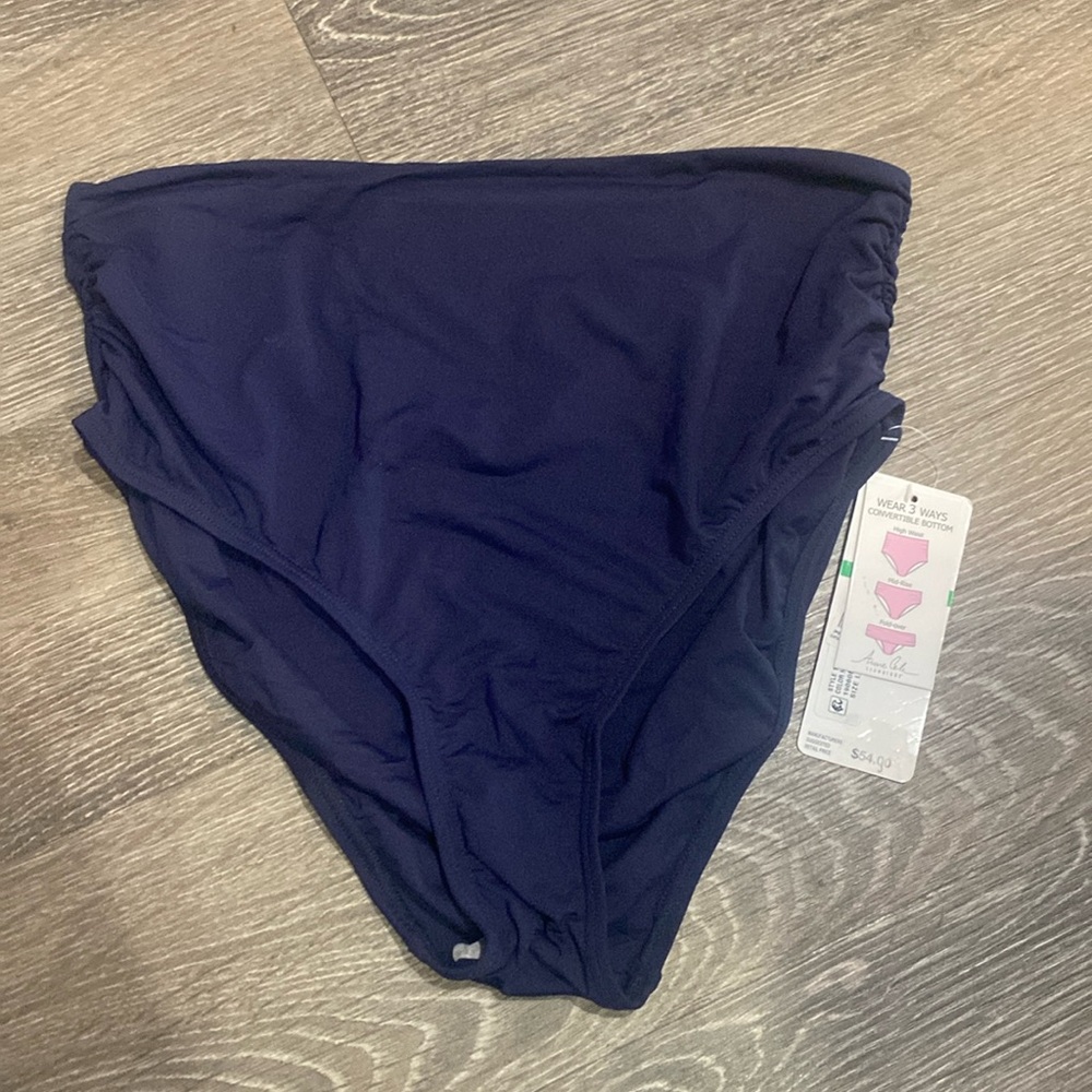 Anne Cole Navy Blue Convertible Swimsuit Bikini Bottoms LARGE New 4/25